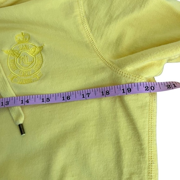 Lauren Ralph Lauren Yellow Cotton Button Front Hooded Jacket Y2K Sweatshirt M - Picture 12 of 16